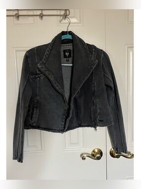 Billabong Women's Dark Gray Asymmetrical Cropped Moto Jacket Medium